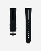 Curved Rubber Strap for Blancpain X Swatch - Black & White Stripe - Wristbuddys