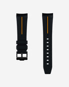 Curved Rubber Strap for Blancpain X Swatch - Black & Yellow Stripe - Wristbuddys