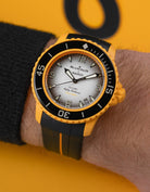 Curved Rubber Strap for Blancpain X Swatch - Black & Yellow Stripe - Wristbuddys