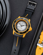 Curved Rubber Strap for Blancpain X Swatch - Black & Yellow Stripe - Wristbuddys