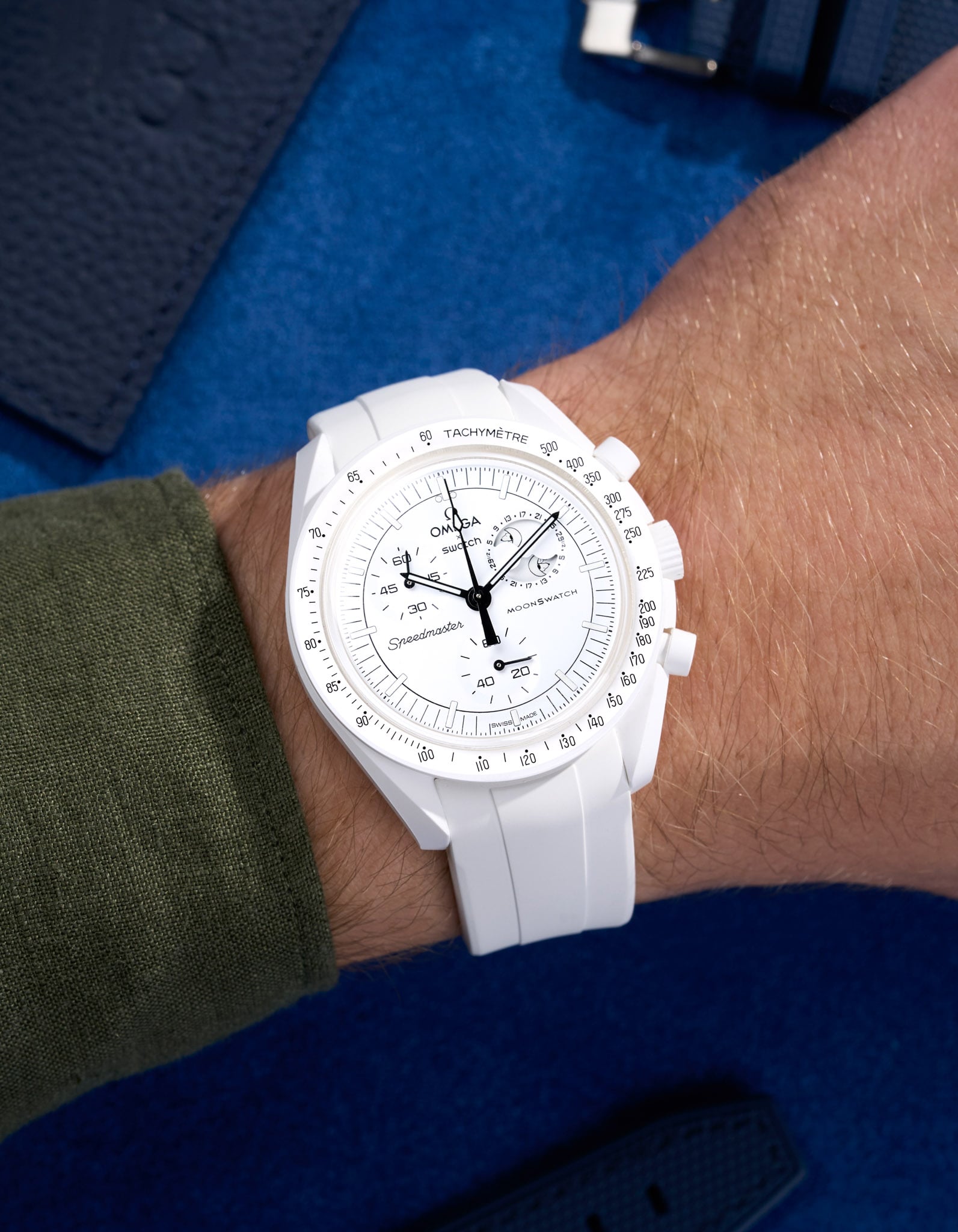 White Curved Rubber Watch Strap for MoonSwatch Wristbuddys