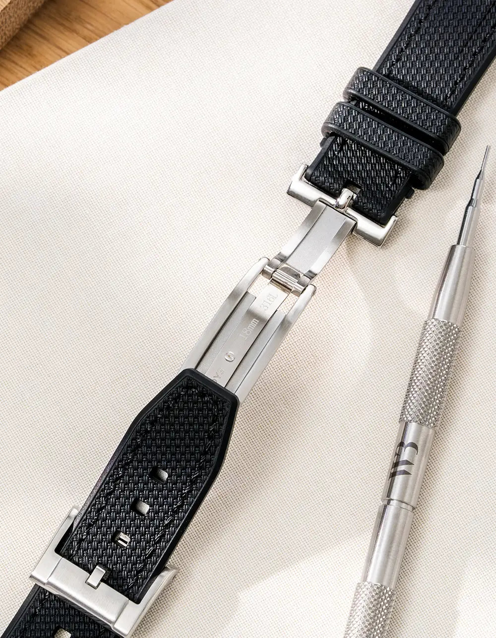 Deployant Clasp Silver on rubber strap