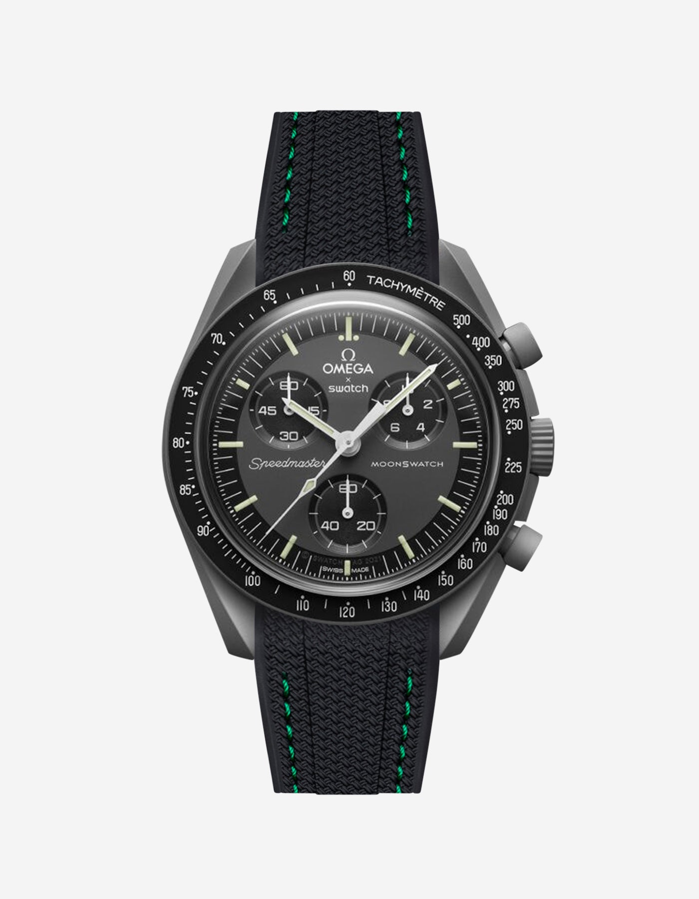 black vertech rubber watch strap for Omega X Swatch