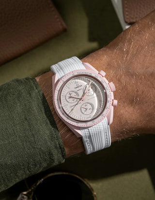 White rubber strap for MoonSwatch Mission to Venus - wrist shot
