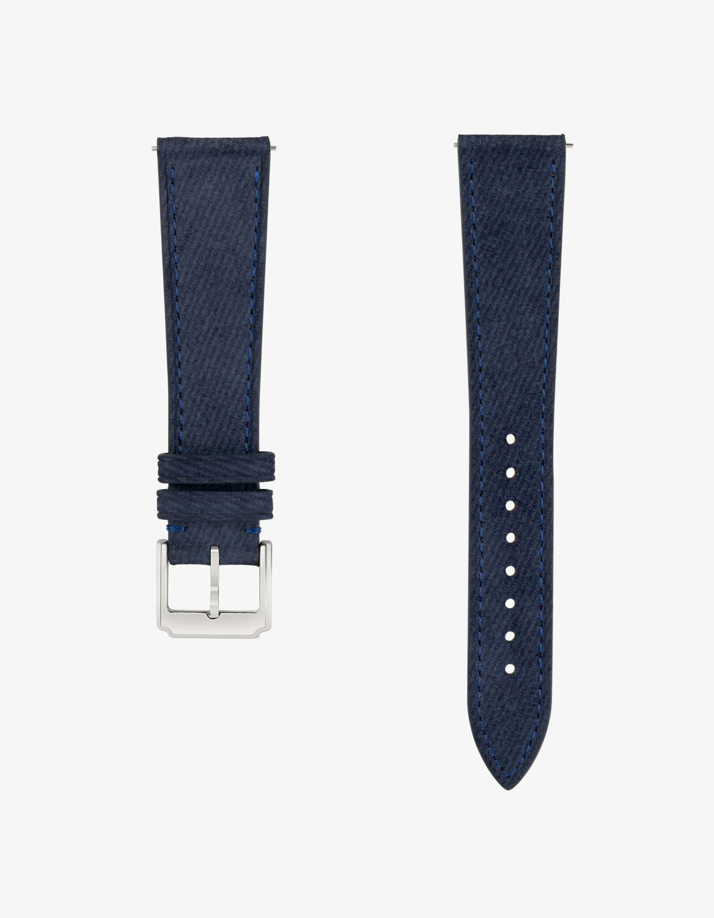 Navy blue denim watch strap from 18–21mm range overview