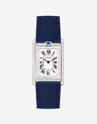 Navy Blue rubber strap mounted on Cartier Basculante 20mm – replacement watch band with stainless steel clasp