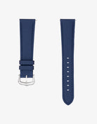 Navy blue rubberised sailcloth leather watch strap with buckle – flat lay view for 19mm or 20mm lugs