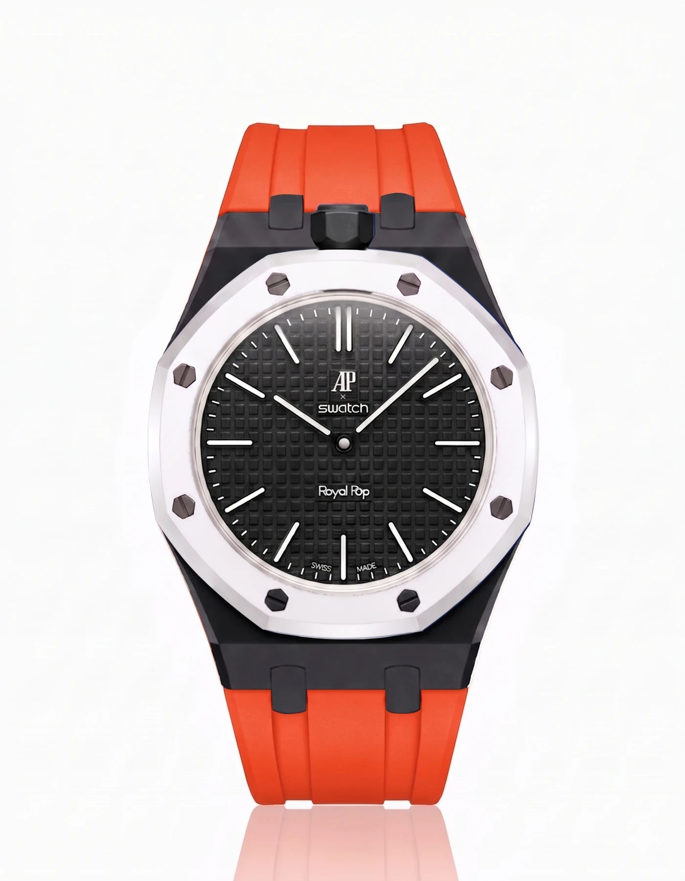 combo::black::rubber-strap-for-ap-x-swatch-royal-pop-orenji-orange