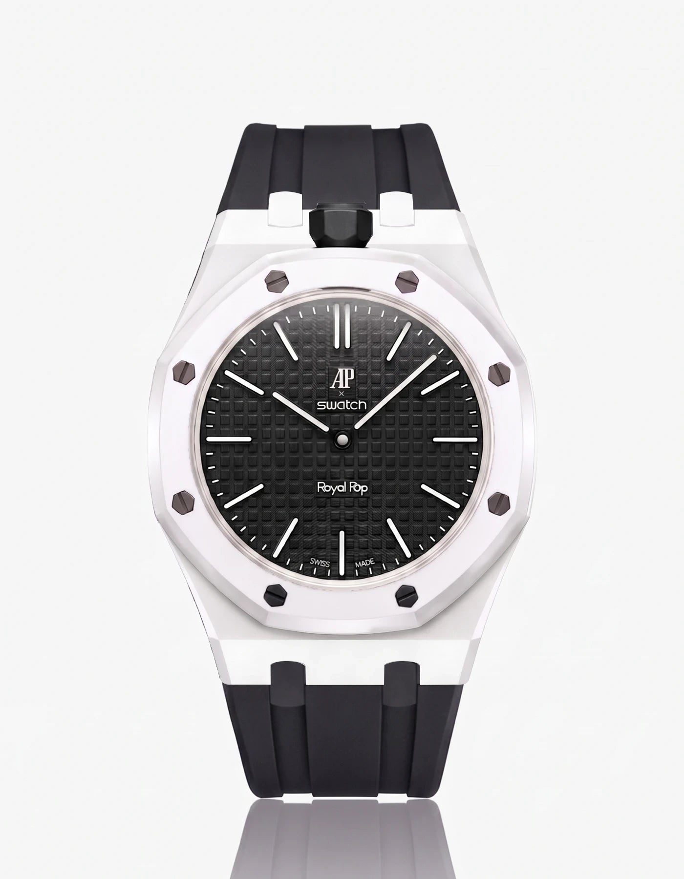 combo::white::rubber-strap-for-ap-x-swatch-royal-pop-black