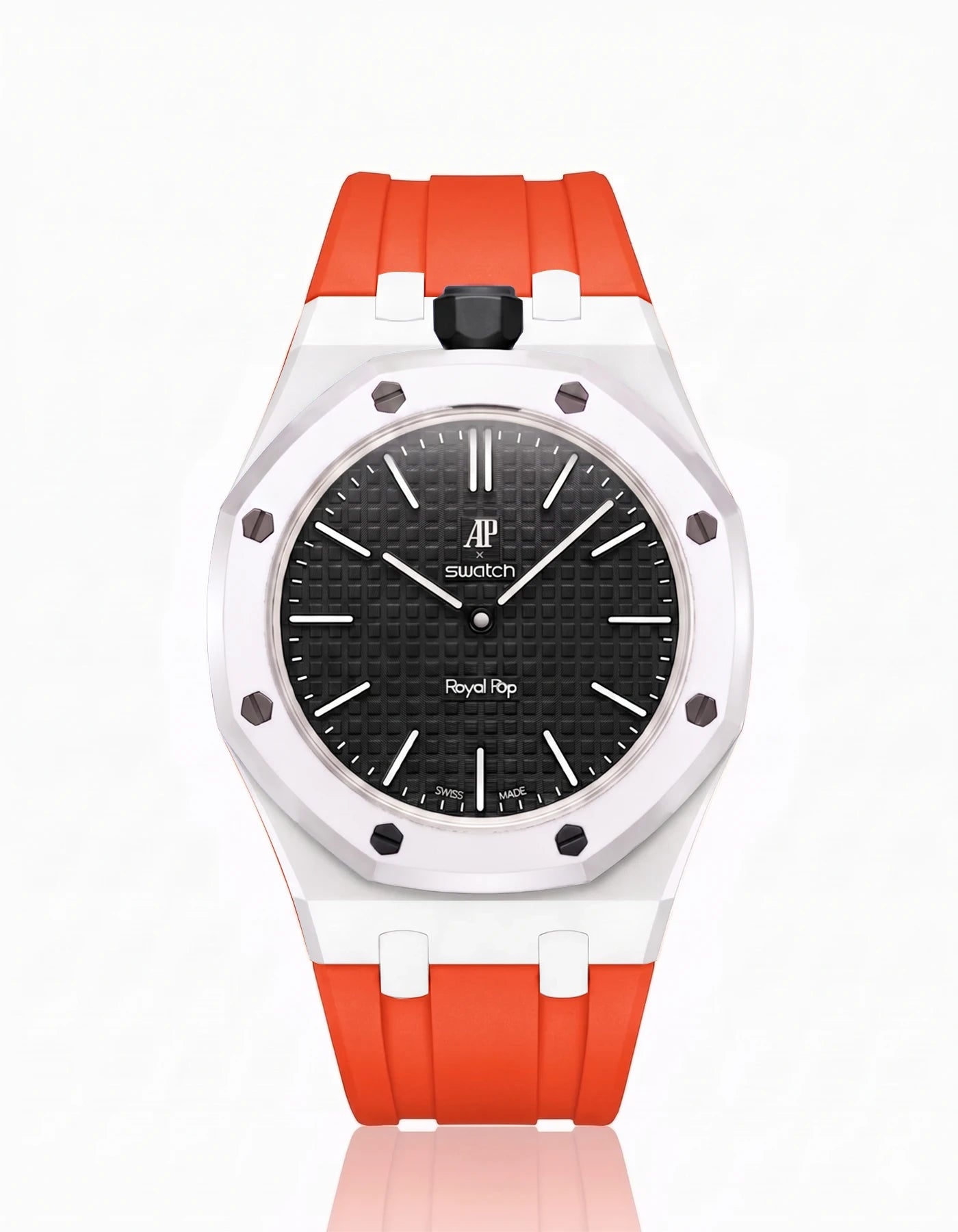 combo::white::rubber-strap-for-ap-x-swatch-royal-pop-orenji-orange