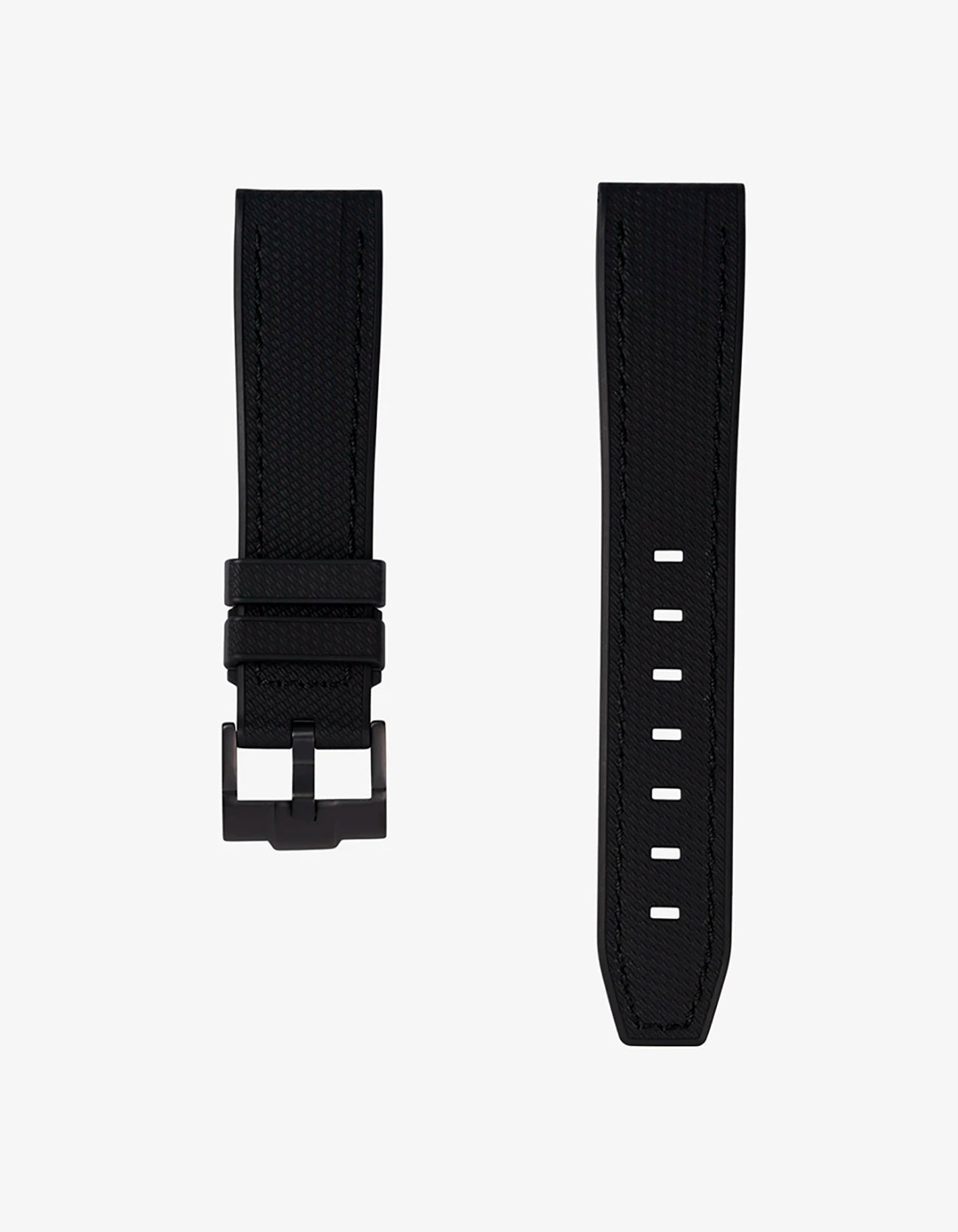 Black rubber strap for Cartier Basculante 20mm with stainless steel clasp – replacement watch band only