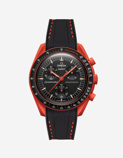 Swatch MoonSwatch ラバーベルト BLACK/ORANGE Rubber Strap for Swatch x Omega Moonswatch - Corsa Black