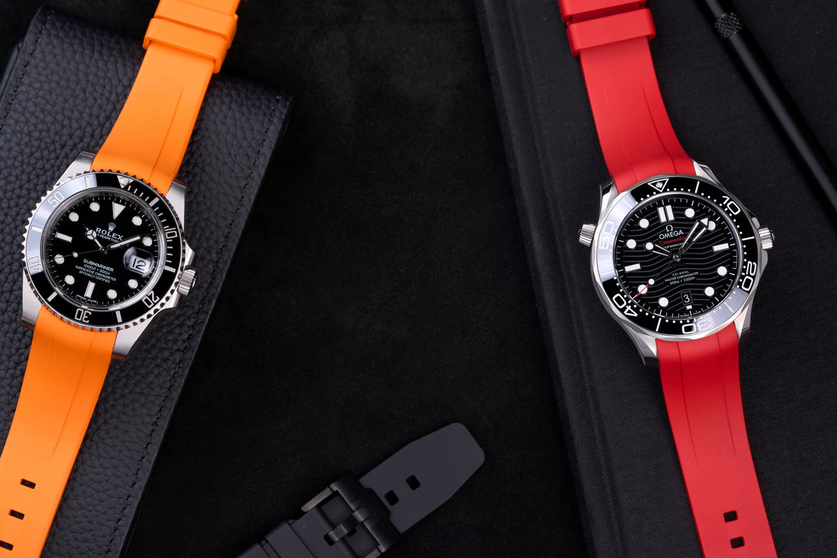 rubber straps rolex submariner and omega seamaster