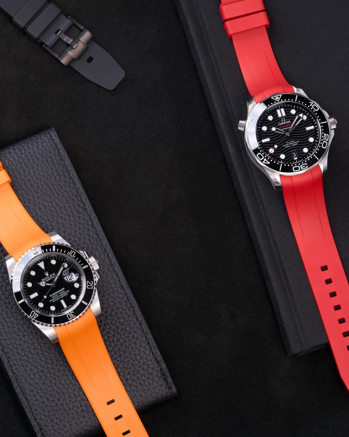 rubber straps rolex submariner and omega seamaster