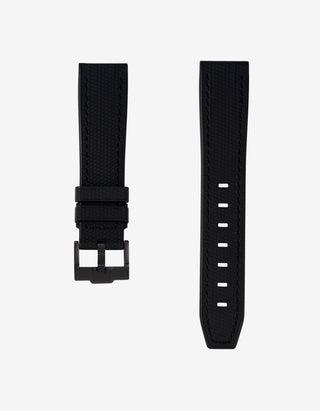 Straight End FKM Strap 20mm Black - Wristbuddys