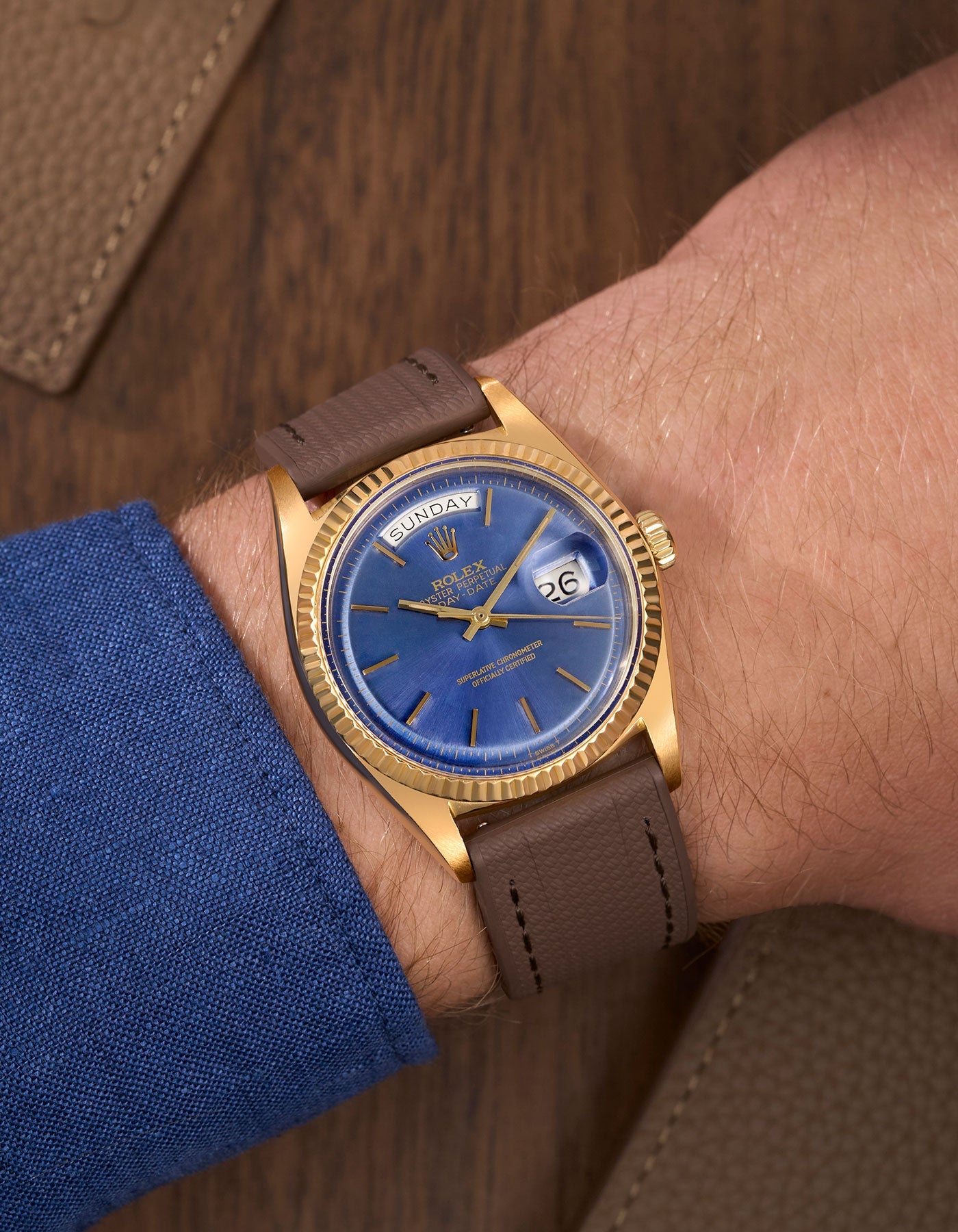 Brown Straight End FKM Strap 20mm Wrist Shot - Wristbuddys