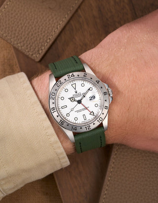 Straight End FKM Strap 20mm Military Green wrist shot- Wristbuddys