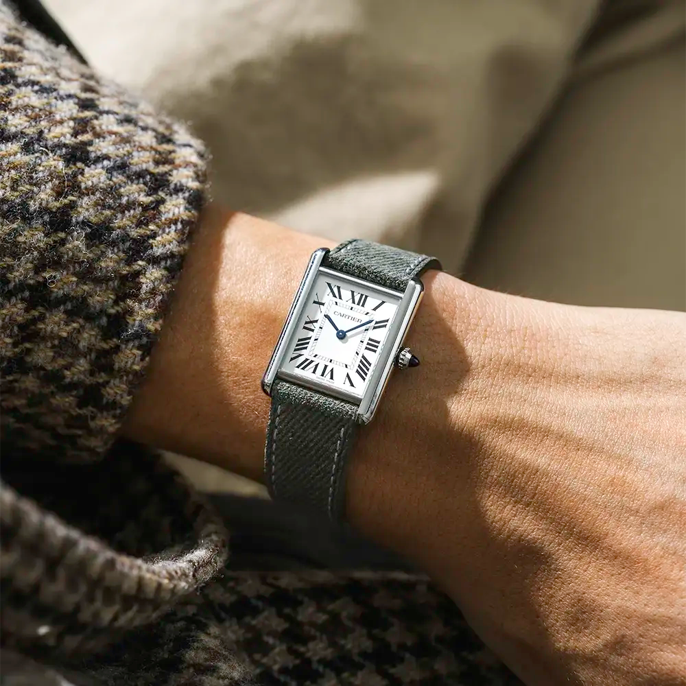 Green straight end leather watch strap from Wristbuddys, elegant dress watch styling