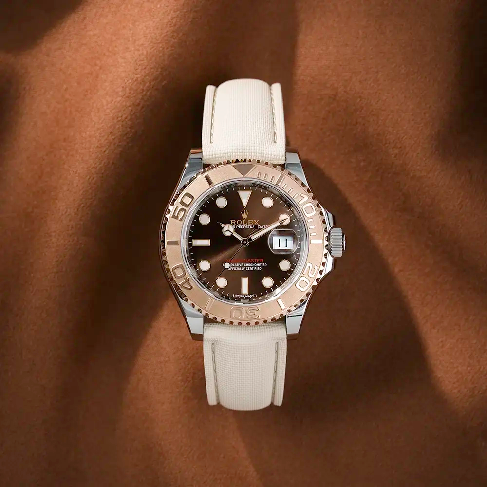 Straight end rubber watch strap in white from Wristbuddys, textured finish