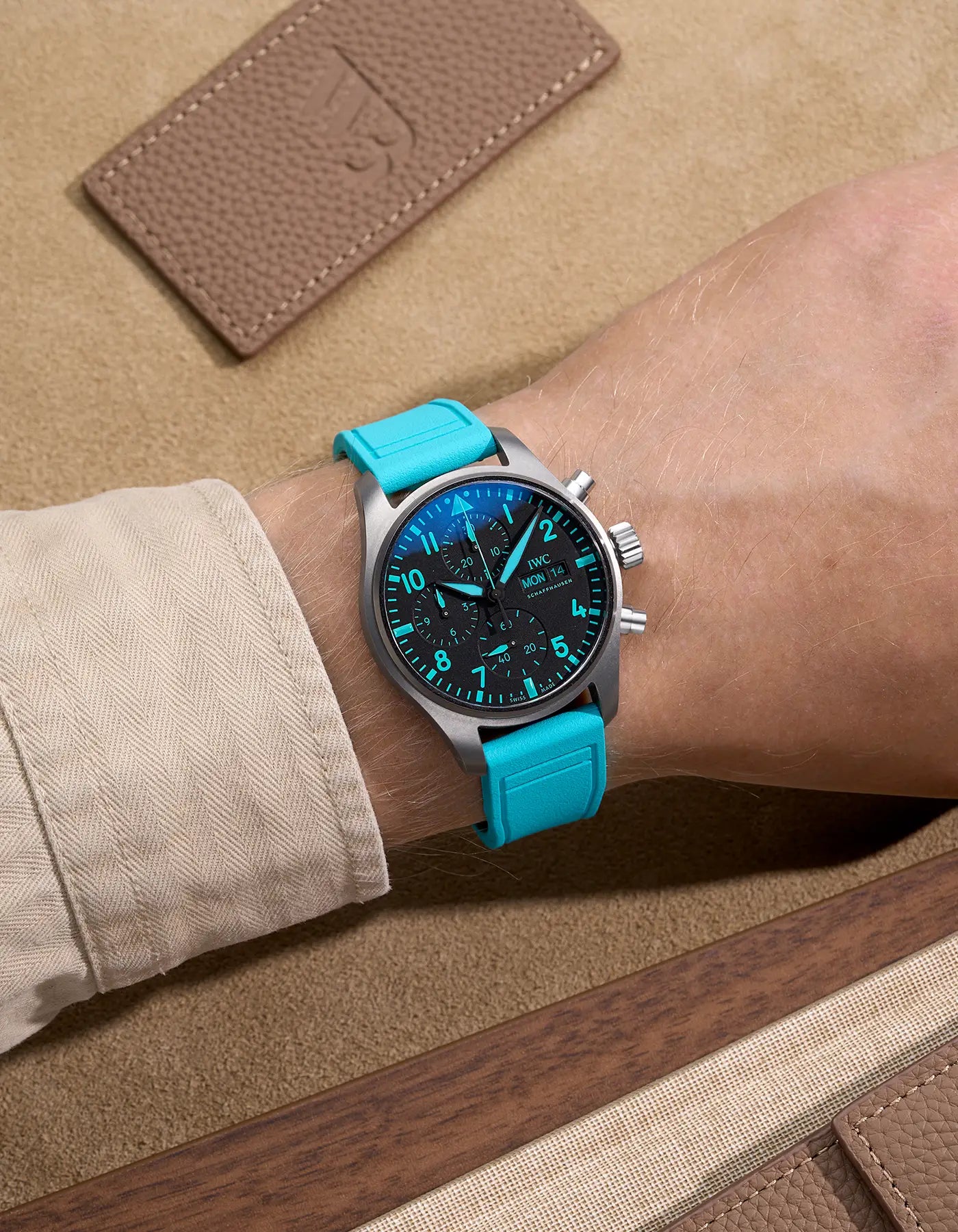 Luxury rubber watch strap on wrist – high-quality, waterproof material