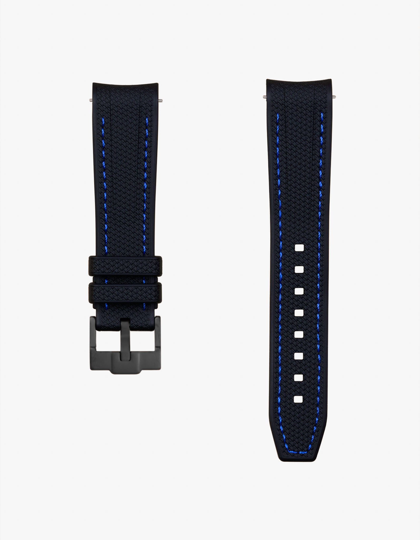 vertech black & blue stitches rubber strap for omega swatch moonswatch 


