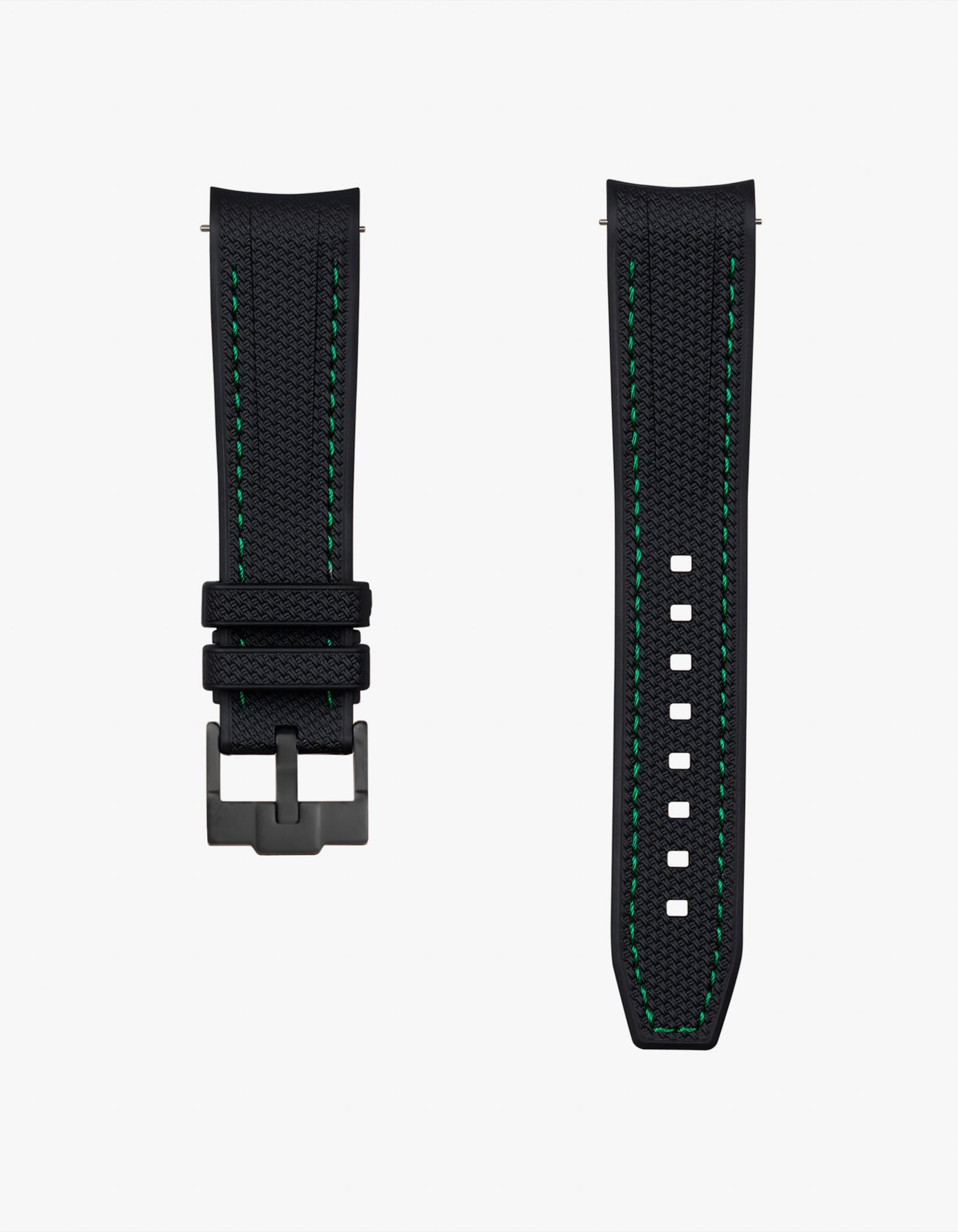vertech black & green stitches rubber strap for omega swatch moonswatch mission to mercury
