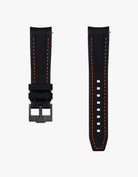 vertech black & orange stitches rubber strap for omega swatch moonswatch mission to mercury
