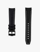 vertech black & white stitches rubber strap for omega swatch moonswatch mission to mercury