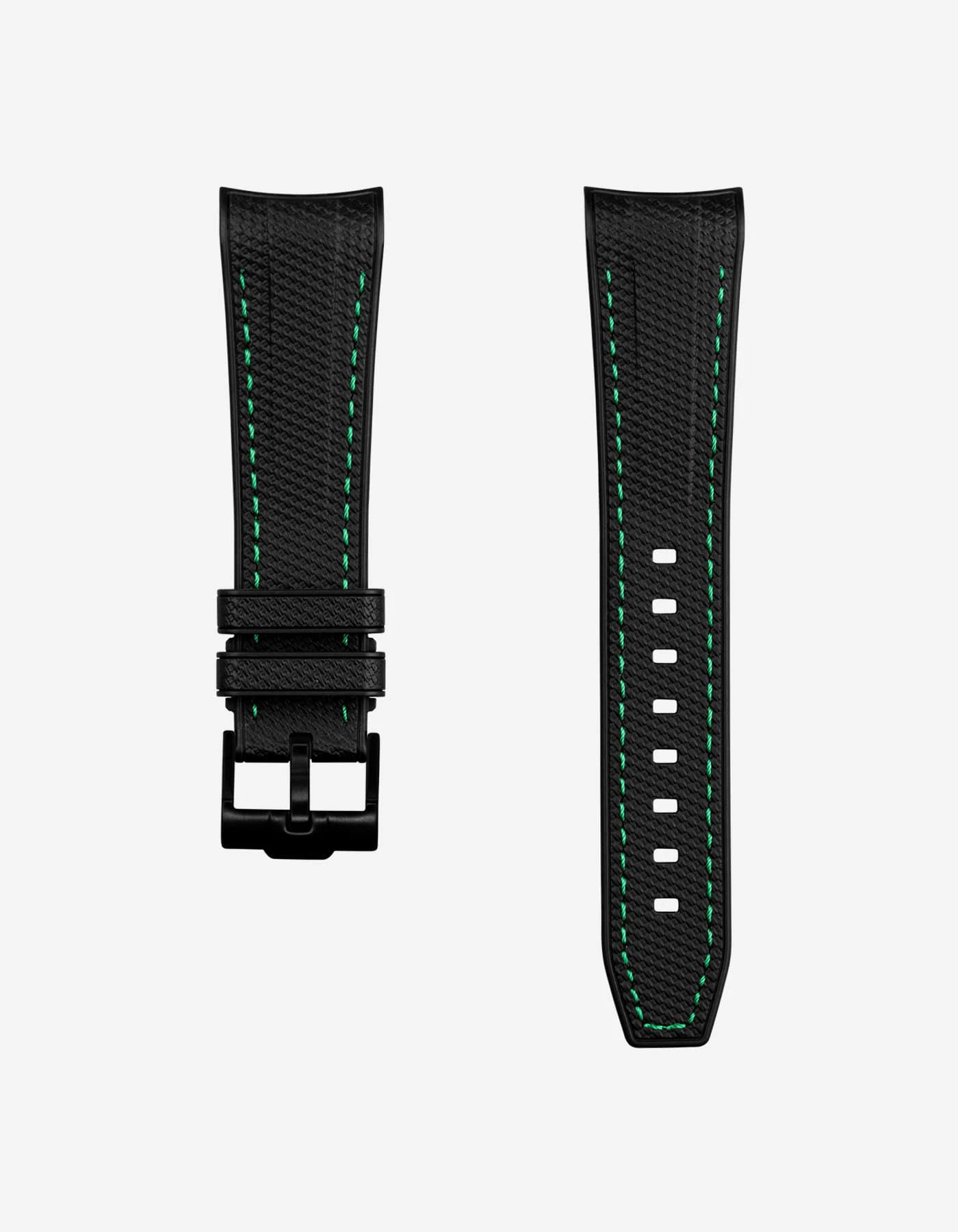 Vertech Black rubber strap with green stitching for Blancpain x Swatch Green Abyss – product image with black clasp