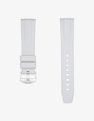 White Vertech FKM rubber strap for Omega Seamaster 300 Diver with textured finish on a white background