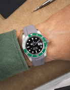 Vertech FKM Rubber Strap Grey for Rolex Submariner 41 126610LV Green Bezel Integrated with Original Clasp – Wrist shot