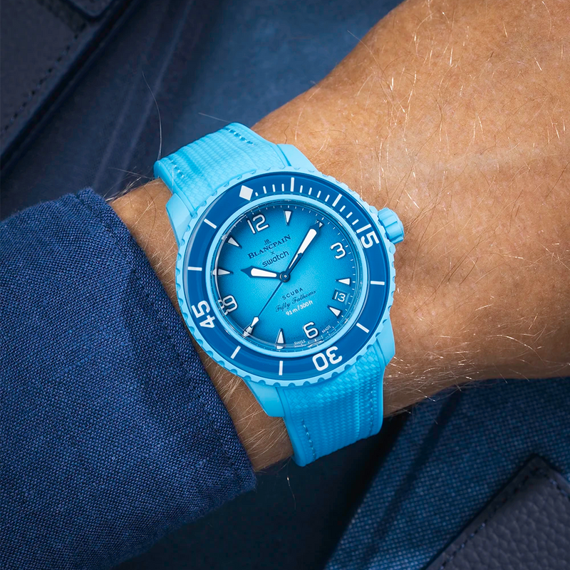 Vertech Lagoon Blue Rubber Strap for Blancpain X Swatch – 22mm