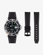 Vertech rubber strap for Rolex 6610 187377 showing strap on watch and the strap with buckle