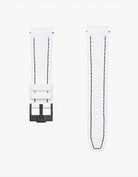 vertech white & blue stitches rubber strap for omega swatch moonswatch 


