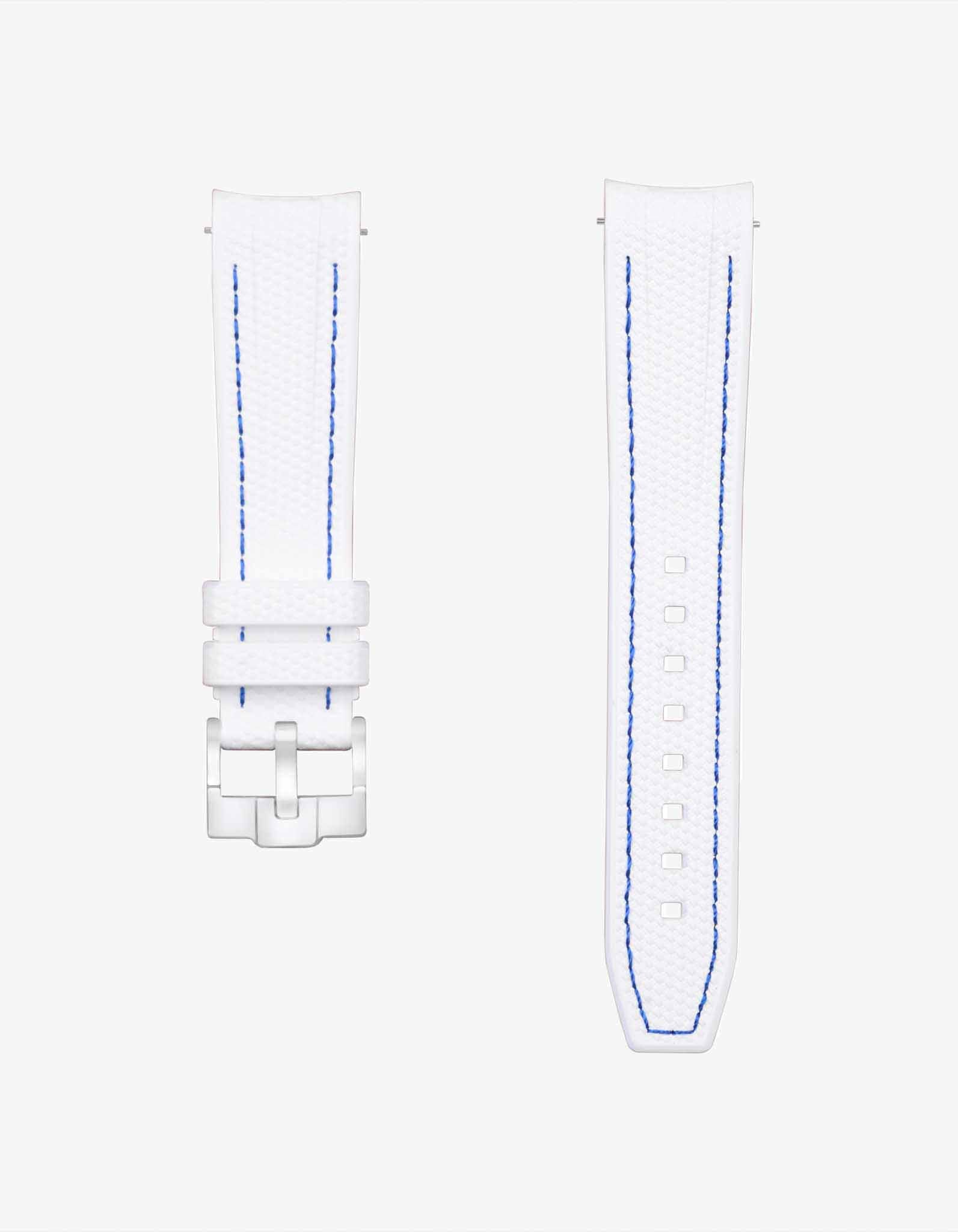 white & blue stitches rubber vertech strap for Superblue MoonPhase


