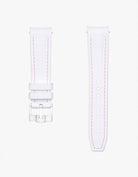 White rubber strap on Omega x Swatch MoonSwatch Mission to the Pink Moonphase