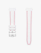 white rubber strap with red stitches for omega speedmaster