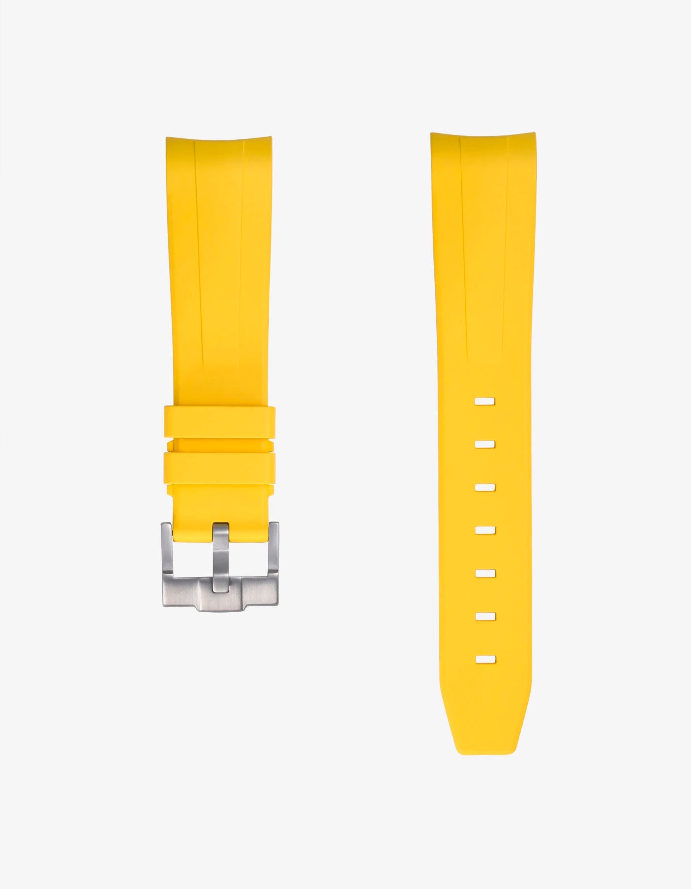 Yellow FKM rubber strap for Omega Speedmaster – product image showing strap and clasp