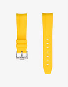 Yellow FKM rubber strap for Omega Speedmaster – product image showing strap and clasp